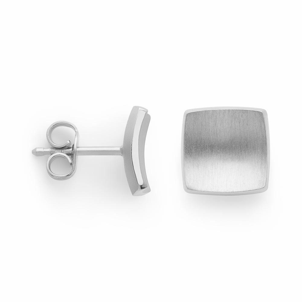 925/- ear studs,rhodium-plated, matt/polished, 8mm