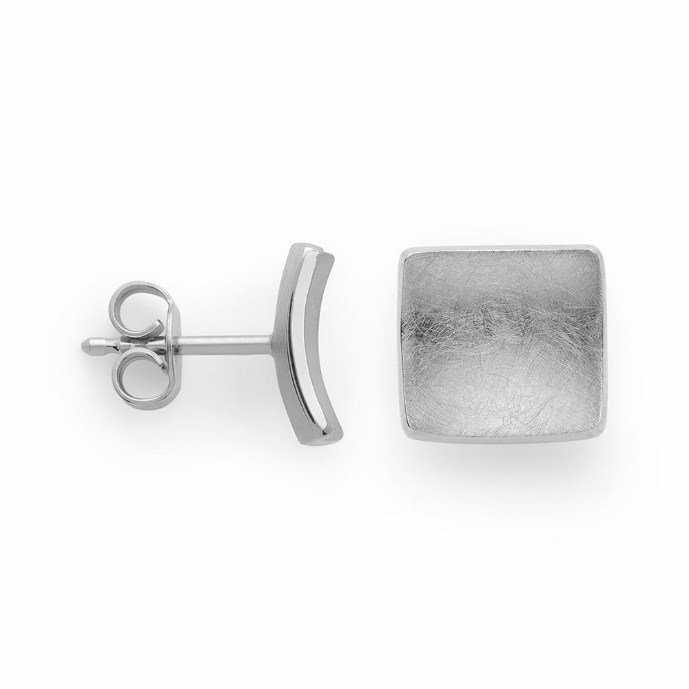 925/- ear studs, scratch matt/polished, 10mm