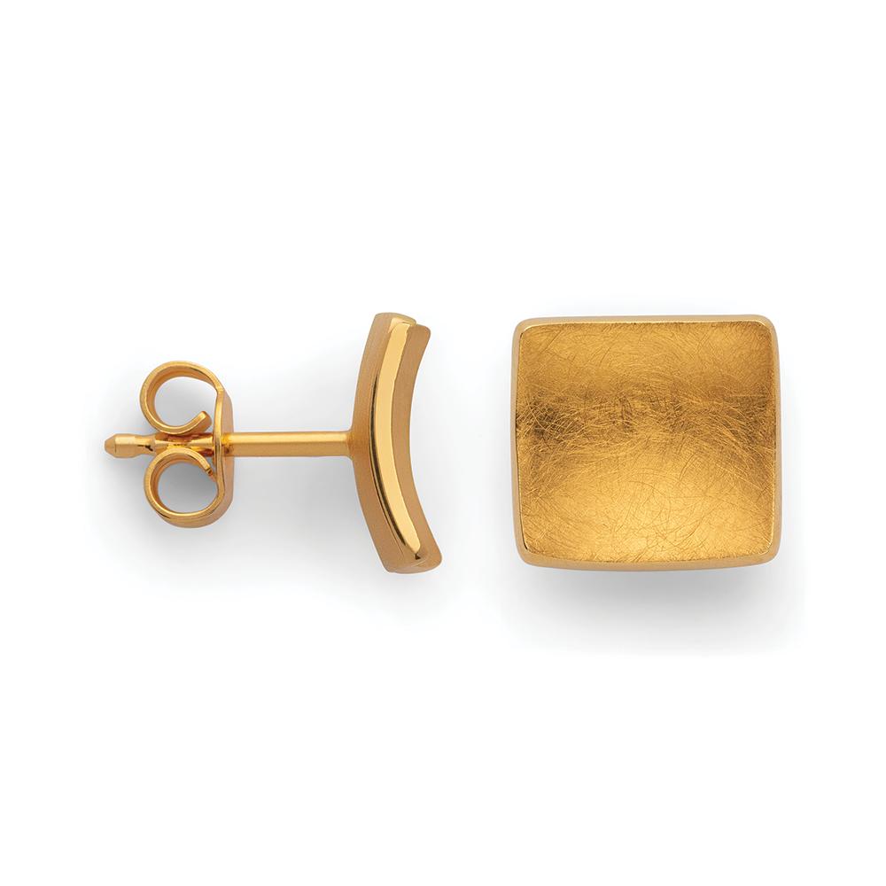 925/-ear studs,gold-plated,scratch matt/pol., 10mm