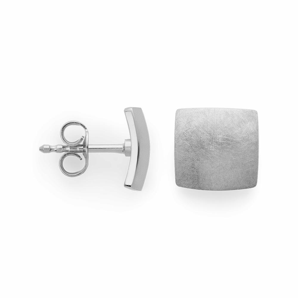 925/- ear studs, scratch matt/polished, 10mm