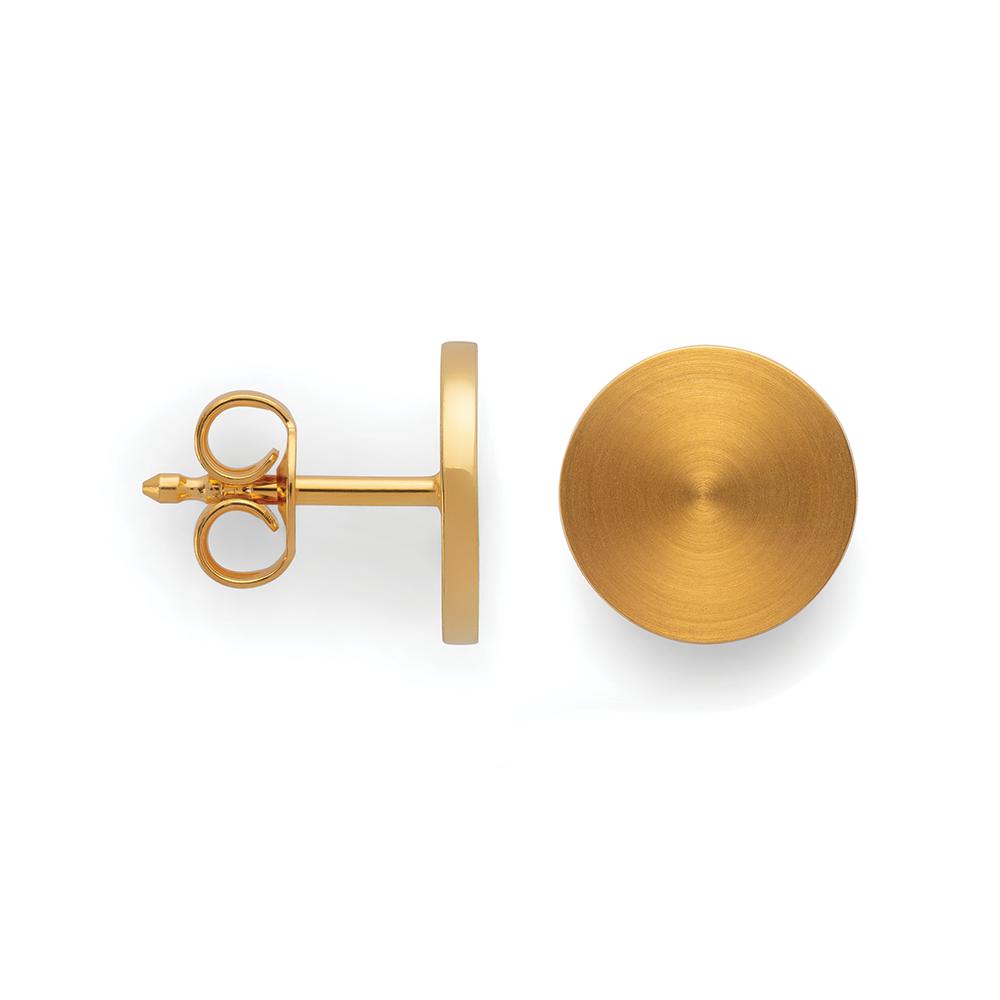 925/- ear studs, gold-plated, matt/polished, 10mm