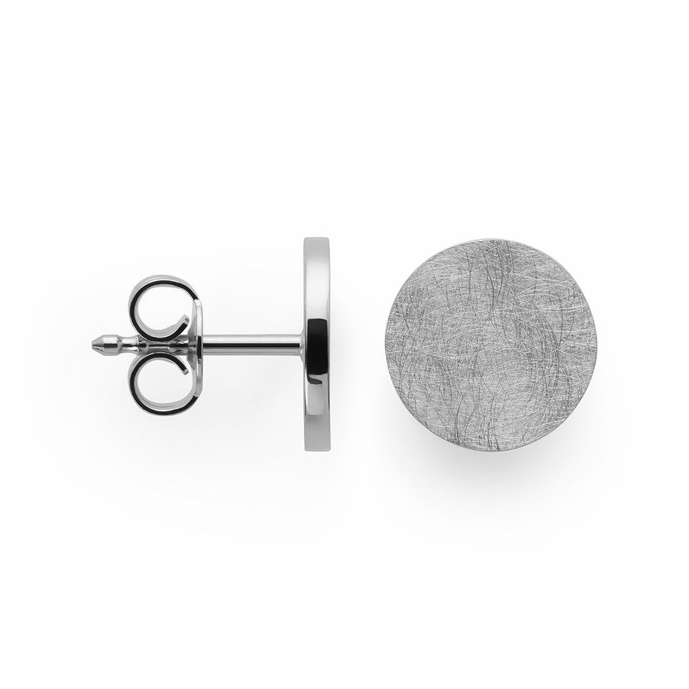 925/- ear studs, scratch matt/polished, 10mm