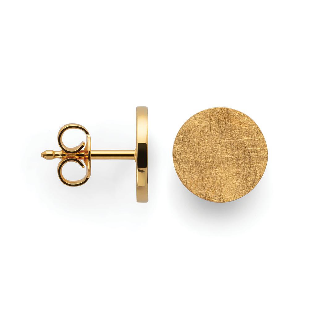 925/- ear studs, gold-pl., scratch matt/pol., 10mm