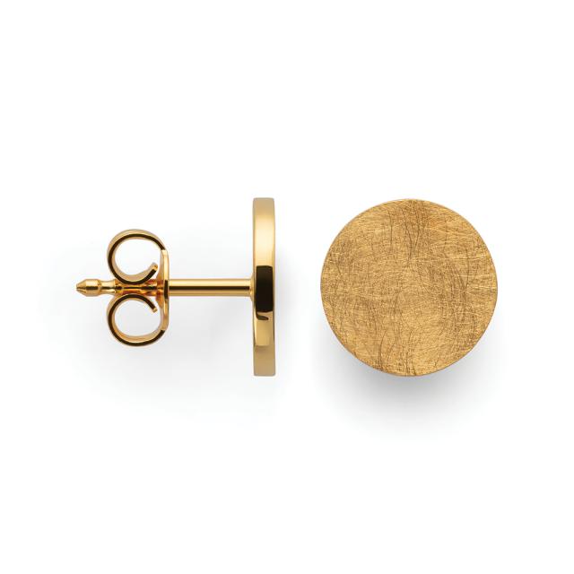 925/- ear studs, gold-pl., scratch matt/pol., 10mm
