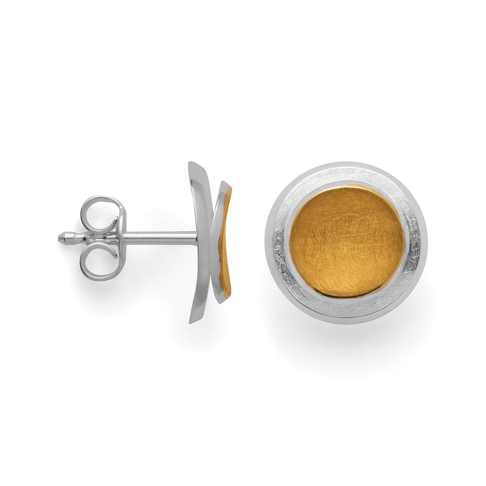 925/- ear studs, rhodium-plated, gold-plated, matt