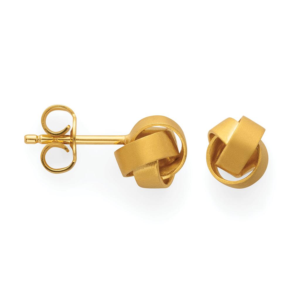 925/- ear studs, gold-plated, matt