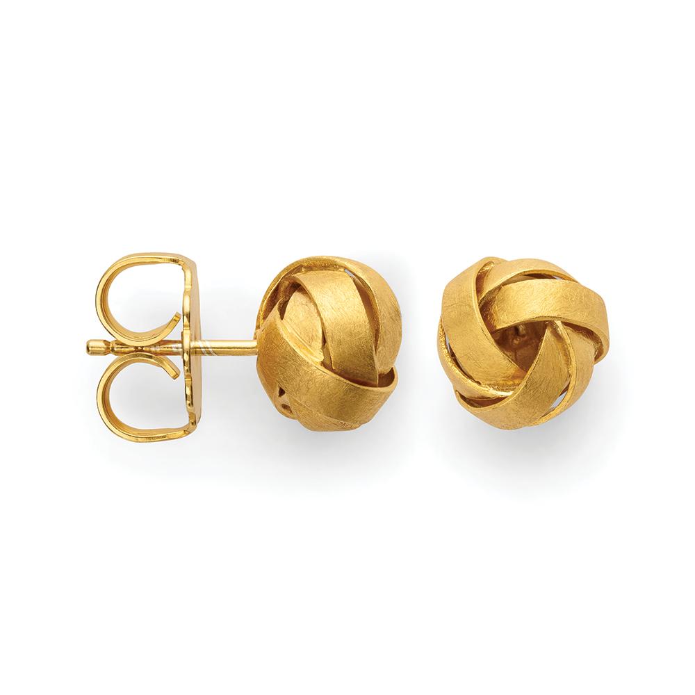 925/- ear studs, gold-plated, scratch matt