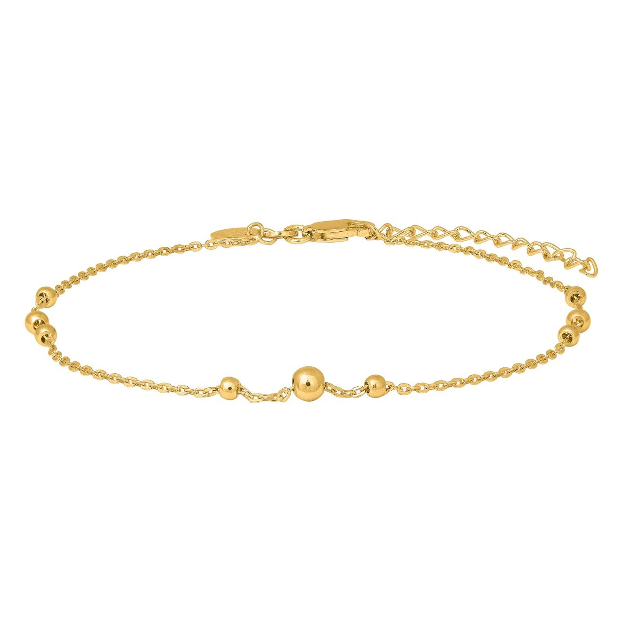 Gold-pl silver ankle chain BEAD52 27cm