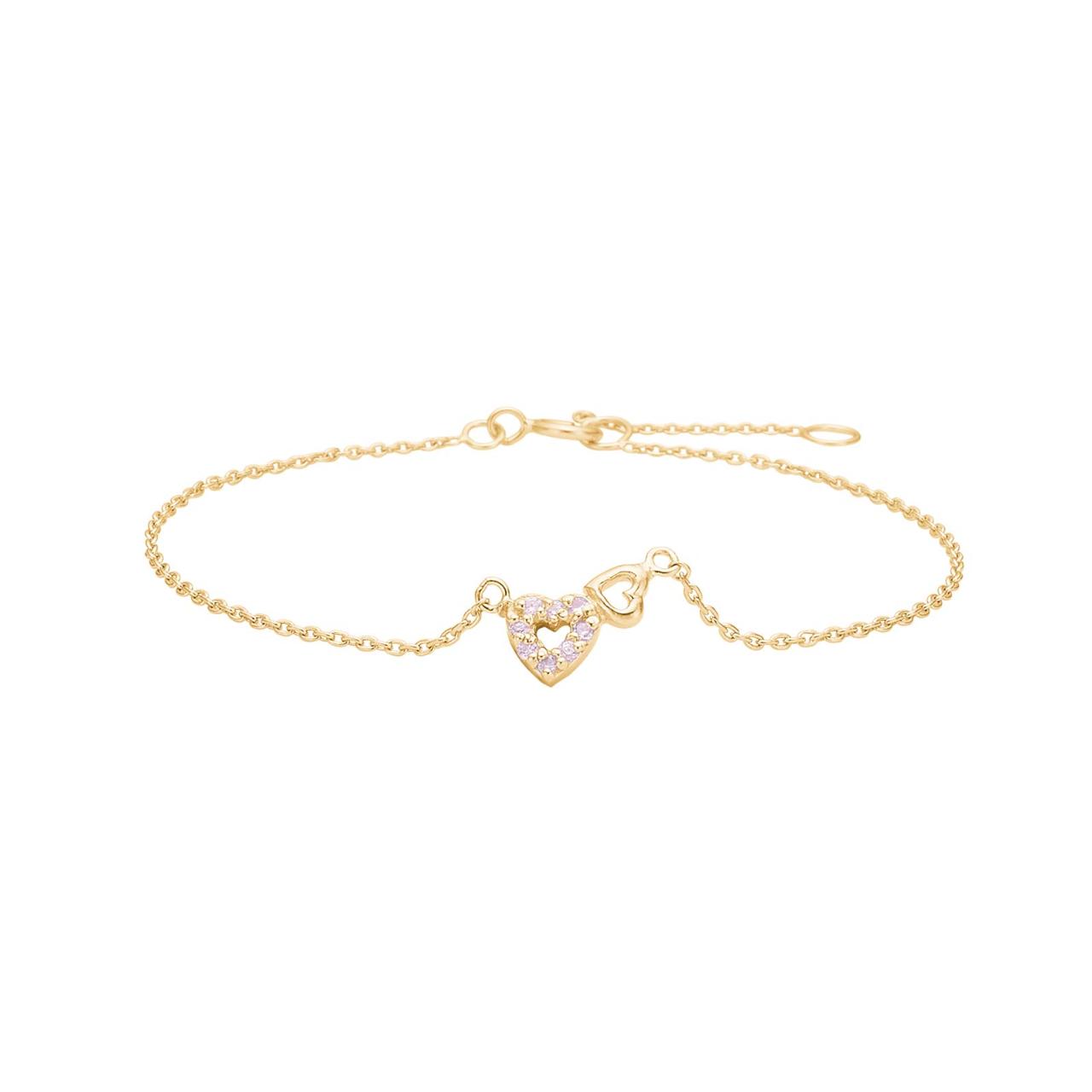 Goldp. silver bracelet heart w. pink cz