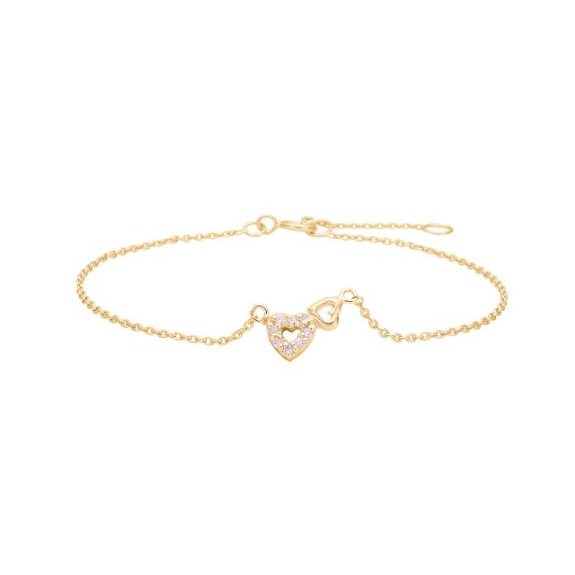Goldp. silver bracelet heart w. pink cz