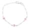 Rhod. silver bracelet w/3 hearts w/pink enamel 
