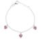 Rhod. silver bracelet w/3 hearts w/pink cz 