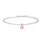 Rhod. silver bracelet w/heart and pink cz 