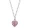 Rhod. silver necklace heart w/pink cz 