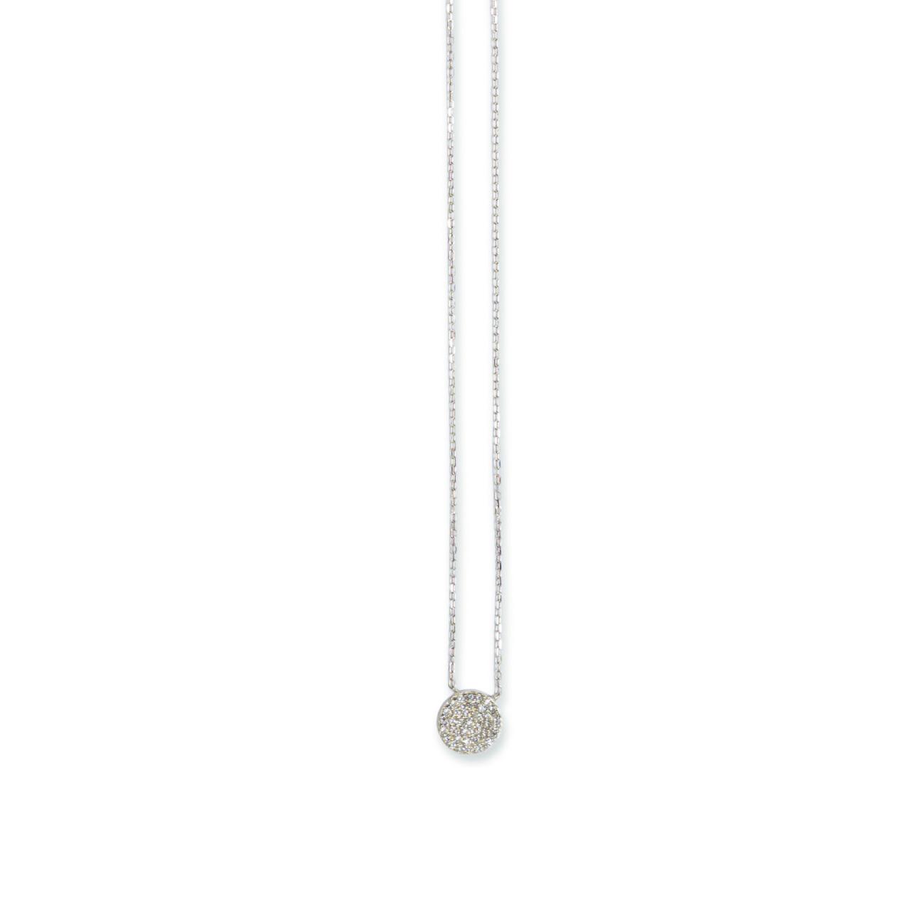 Rhod. silver necklace w/cz 