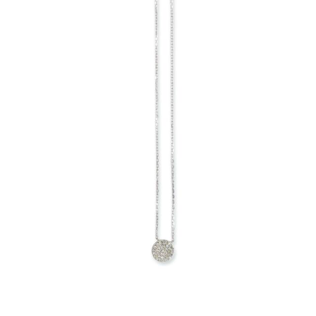 Rhod. silver necklace w/cz 