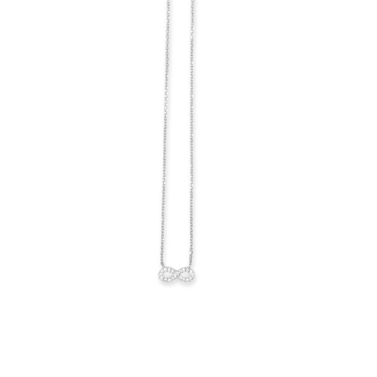 Rhod. silver necklace w/eternity and cz 