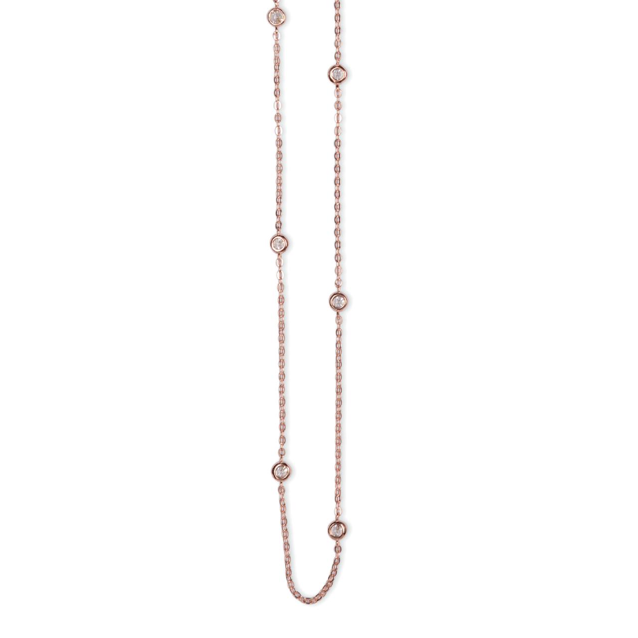 Rosegoldpl. silver necklace w/cz 90 cm 