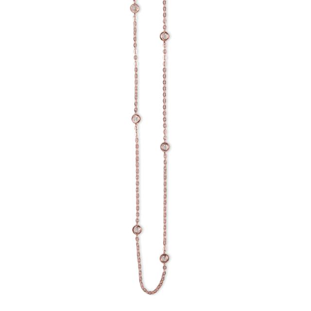 Rosegoldpl. silver necklace w/cz 90 cm 