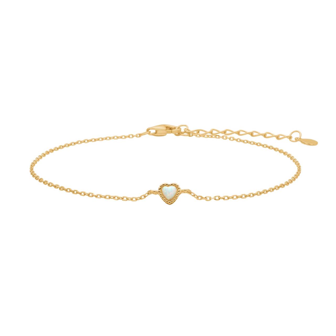 Goldp. silver bracelet heart w/ white opal