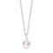 Rhod. silver necklace heart w/pink crystal 