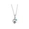 Rhod. silver necklace heart w/light blue cz 