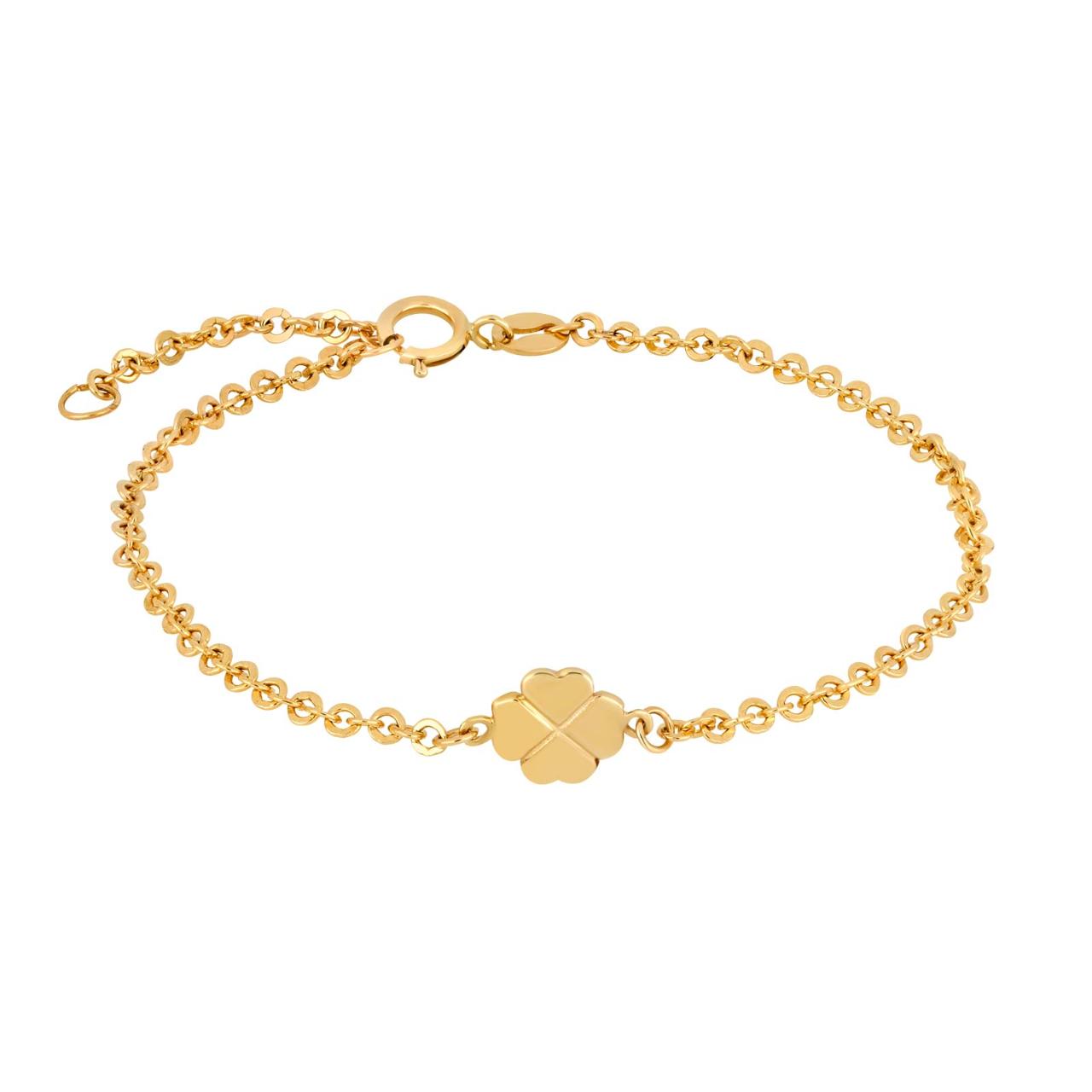 8ct. gold bracelet w/four-leaf clover 