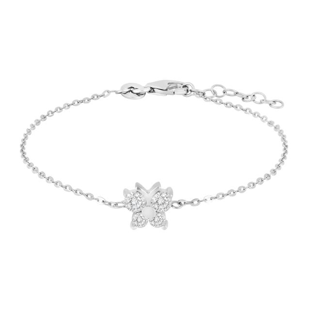 Rhod. silver bracelet butterfly w/cz 