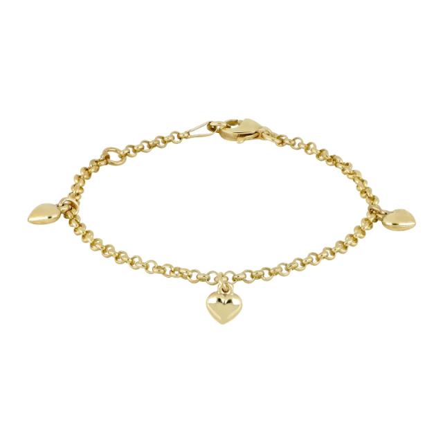 14ct. bracelet w/3 hearts 