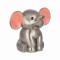 Pewter plated money bank elephant with pink ears