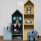 Pewter plated money bank elephant with blue ears