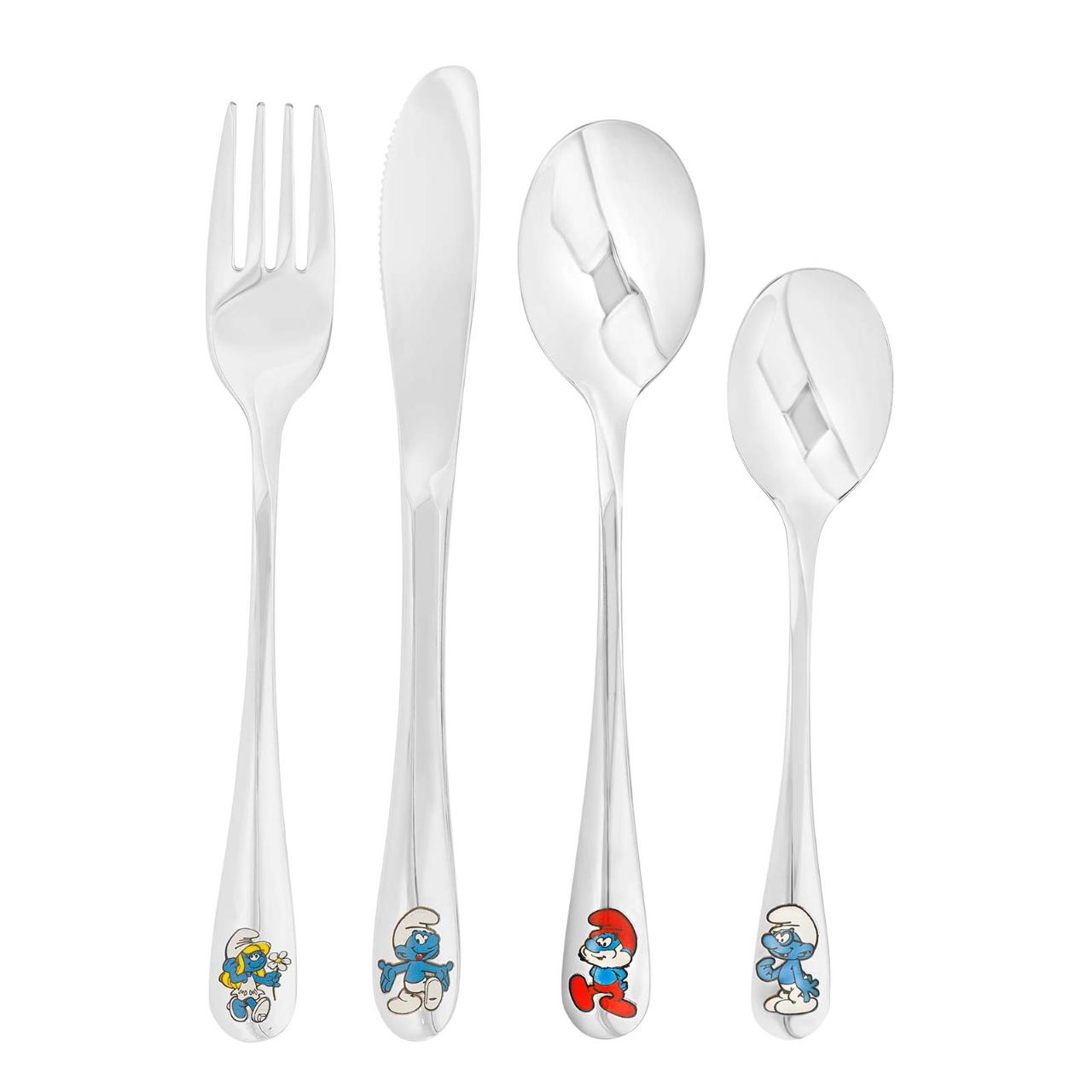 Stainless steel cutlery Smurfs w. enamel