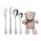 Stainless steel cutlery w. teddy incl. teddy bear