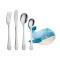 Stainless steel cutlery w. whale incl. teddy bear