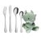 Stainless steel cutlery w. dragon incl. teddy bear