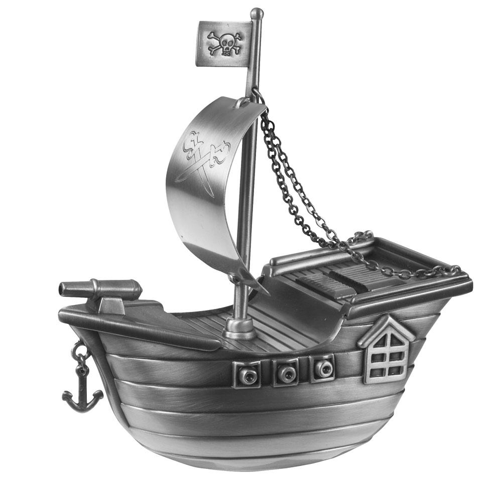 Pirate ship Pewter plated Money Bank
