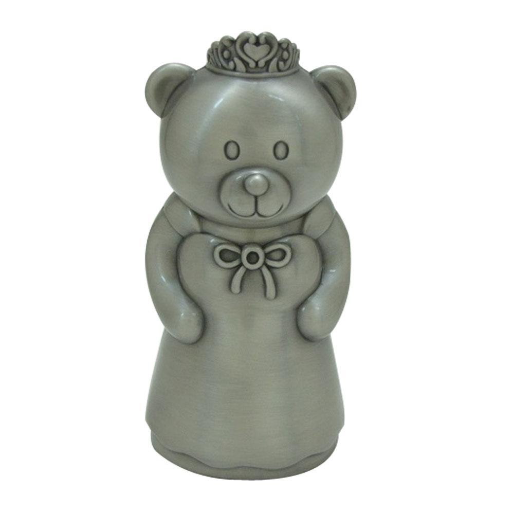 Princess bear bank, Pewter plated