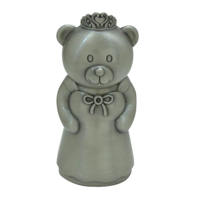 Princess bear bank, Pewter plated