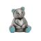 Pewter plated money bank, bear with pink ears