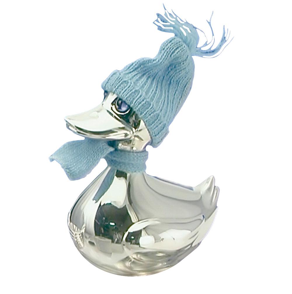 Money Bank - duck w/ blue cloth - silverplated