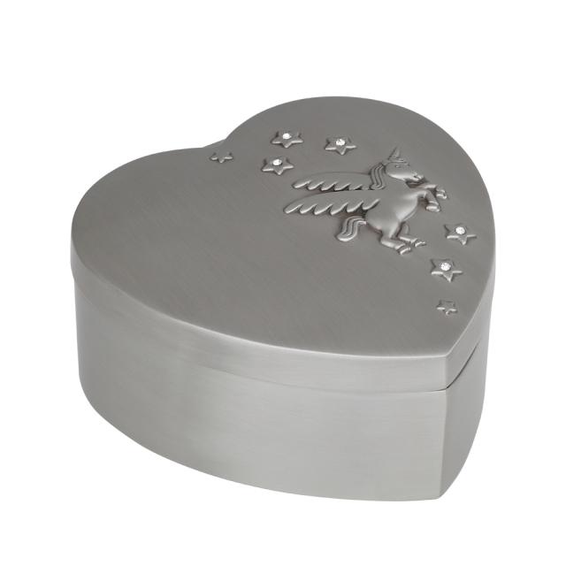 Pewter plated jewelry box w/ unicorn