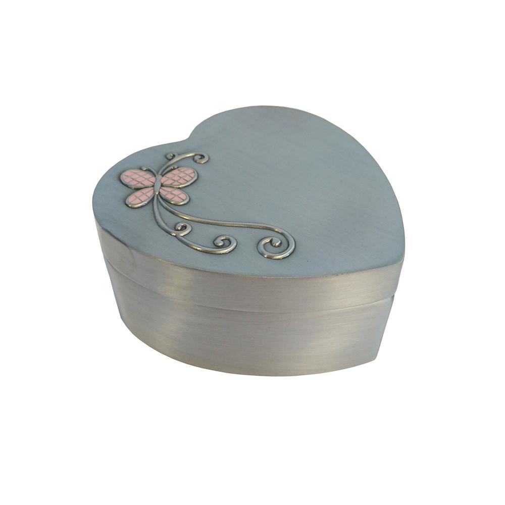 Jewellery box - heart w/ music - pewter plated