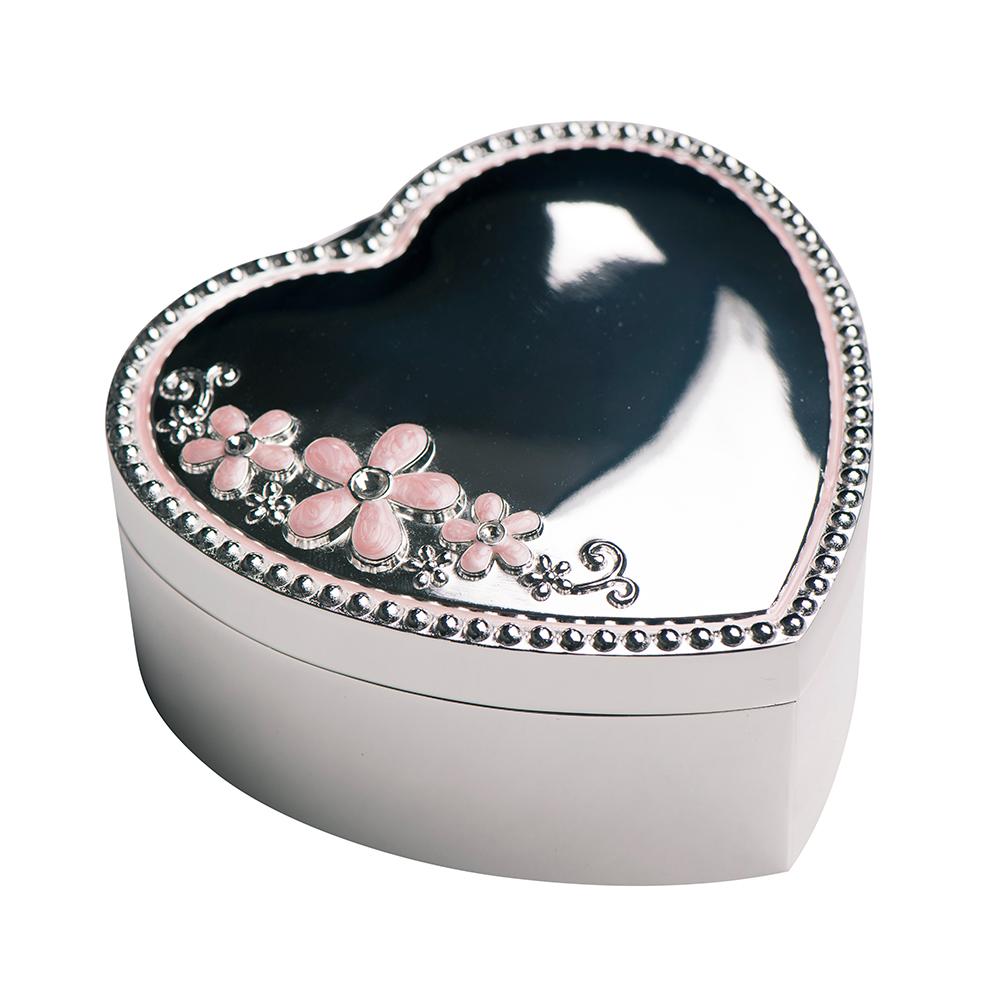 Heart 10x10 with music chromeplated Jewelry box