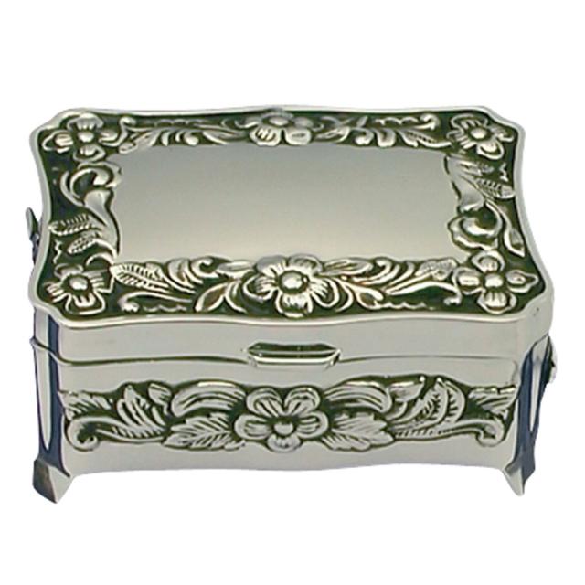 Box with antique rose decoration chromeplated