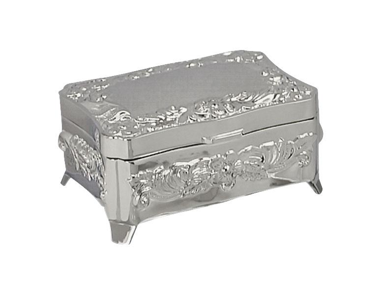 Box with antique rose decoration chromeplated Jewe