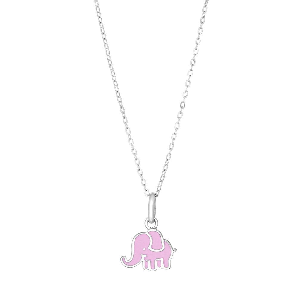 Rhod. silver pendant elephant incl. chain 
