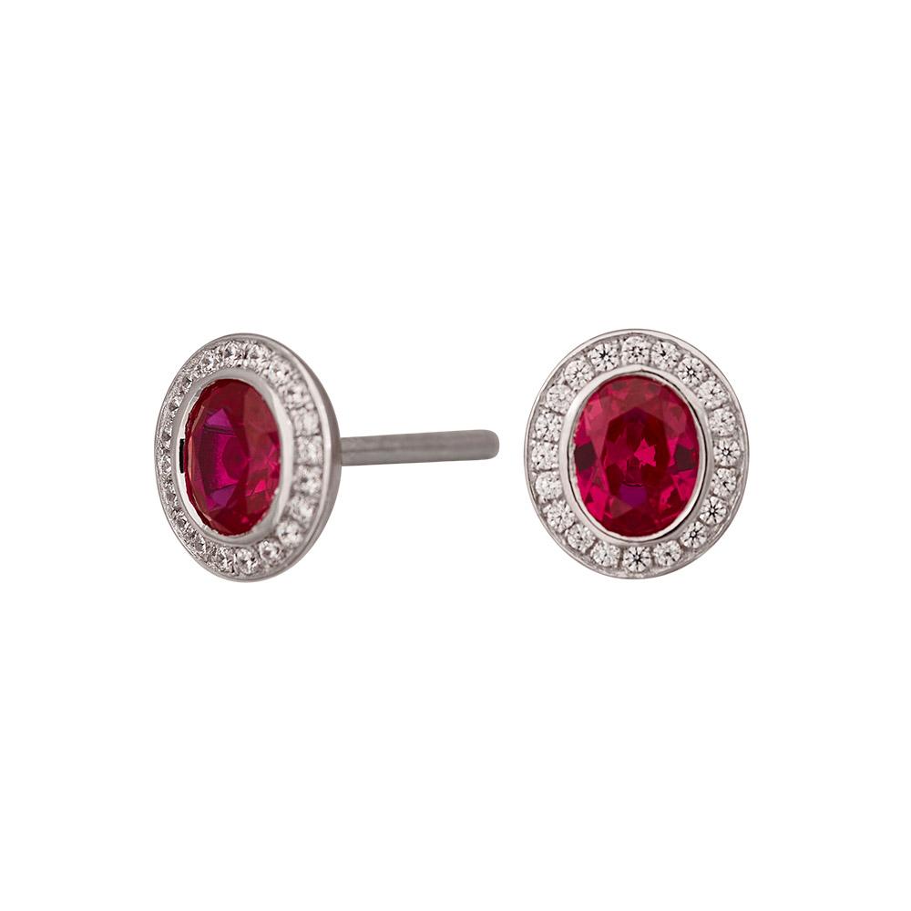 Silver ear studs with zirconia ruby 