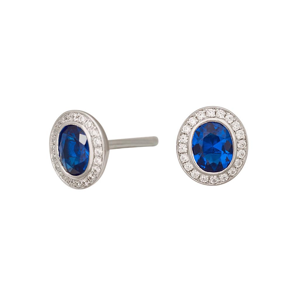 Silver ear studs with zirconia safir 