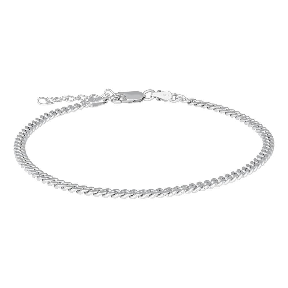 Rhodium-pl silver ankle chain PANZER52 23+4cm 