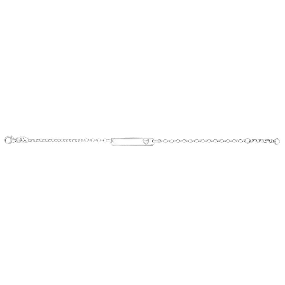 Rhod. silver bracelet w/engraving plate heart 